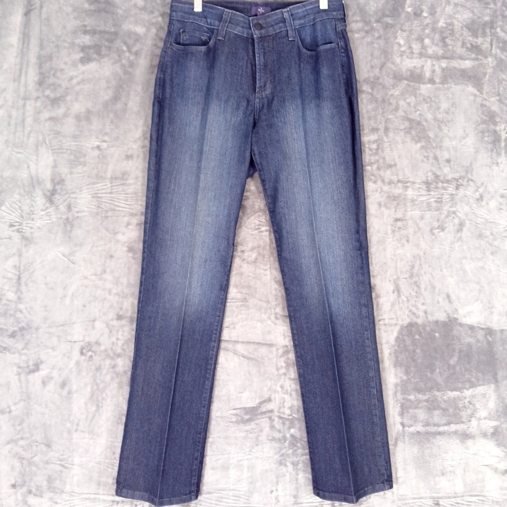 NYDJ Marilyn Straight Jeans Womens‎ 6 Blue Dark Wash Pockets Stretch Denim